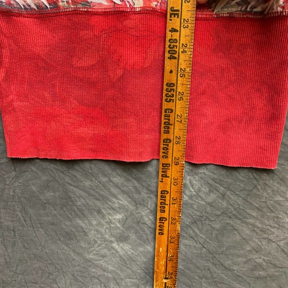 Go Jeans Shirt Floral Burnout Shirt Womens Medium Red Dragon Los Angeles Y2k 90s - Picture 10 of 11